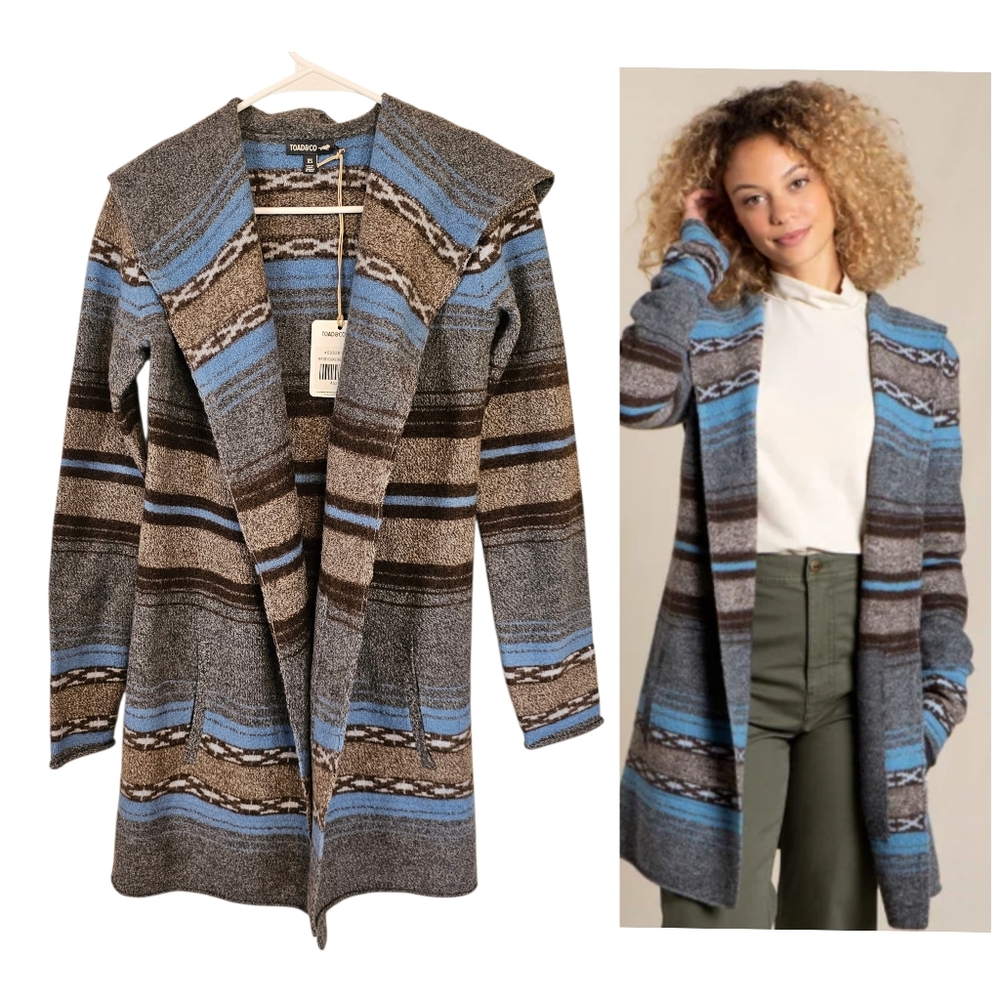 Toad&Co Heartfelt Wool Open Front Long Hoodie Cardigan Southwestern